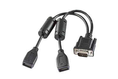 VM3 USB Y CABLE - D15 MALE TO TWO USB TYPE A PLUG (HOST), 10 INCH